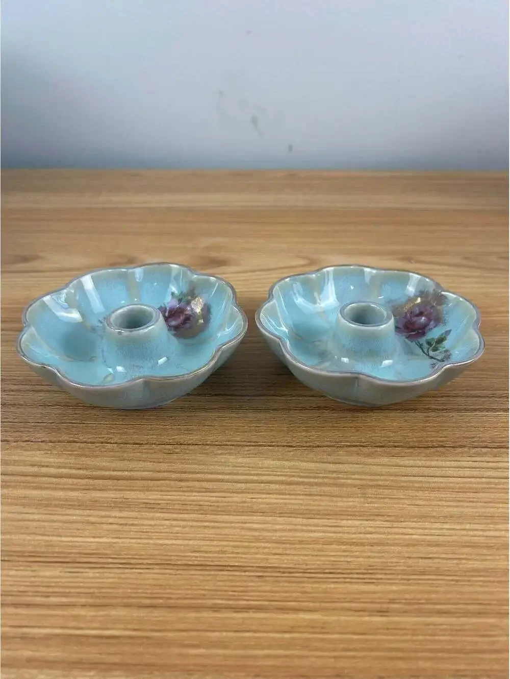 Carillon China Pottery Vintage Ceramics Floral Decorated Candle Holders